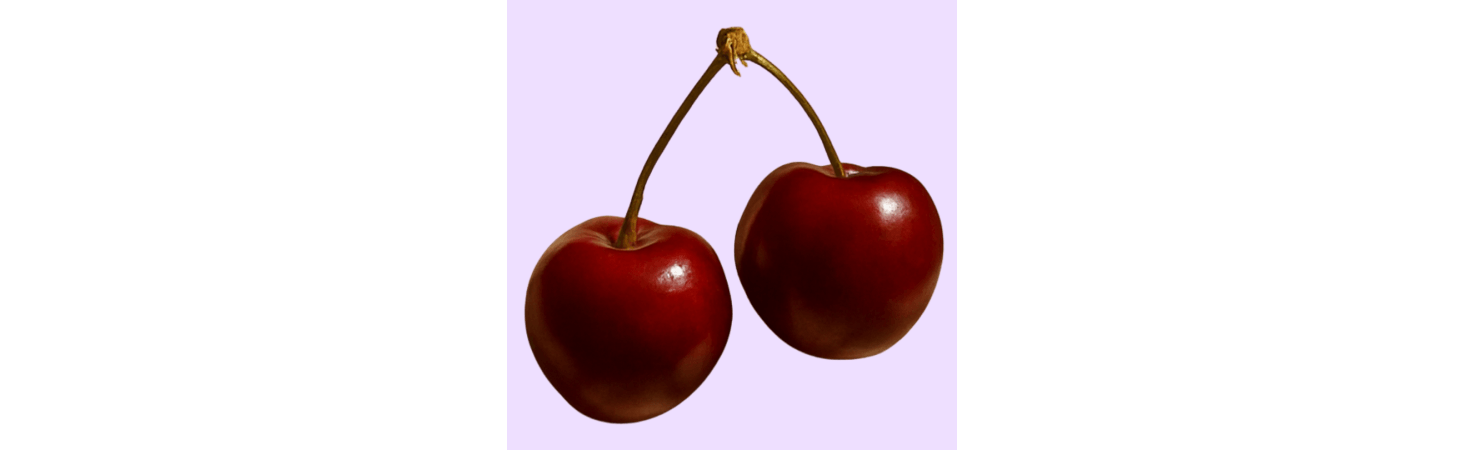 Two cherries connected by one stem